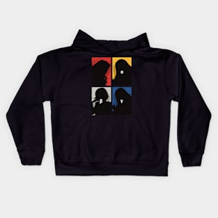 All The Main Characters In The Eminence In Shadow Anime In A Cool Black Silhouette Pop Art Design With Their Names Symbol In Colorful Background Kids Hoodie